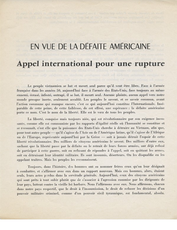 ANTELME Robert Tract En vue de la défaite américaine 1967