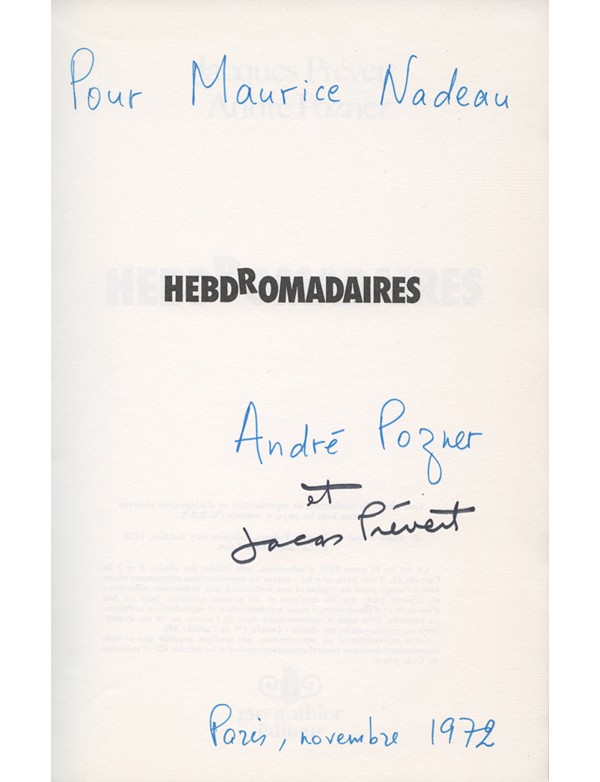 PRÉVERT (Jacques) & POZNER (André)