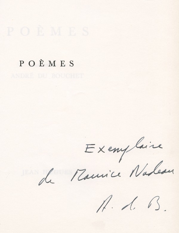 HÖLDERLIN Poèmes Jean Hugues 1961 édition originale de la traduction d'André du Bouchet envoi autographe signé à Maurice Nadeau
