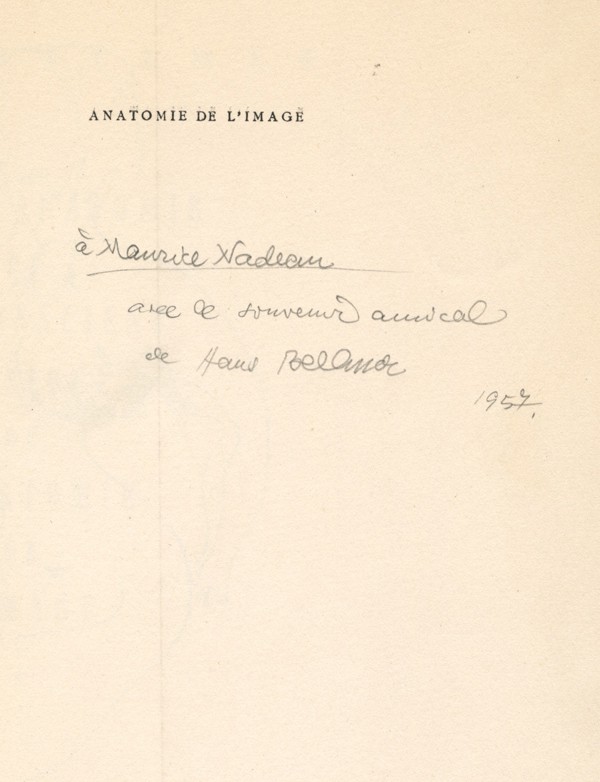 BELLMER Hans Petite anatomie de l'inconscient physique  ou anatomie de l'image Terrain Vague 1957 édition originale envoi