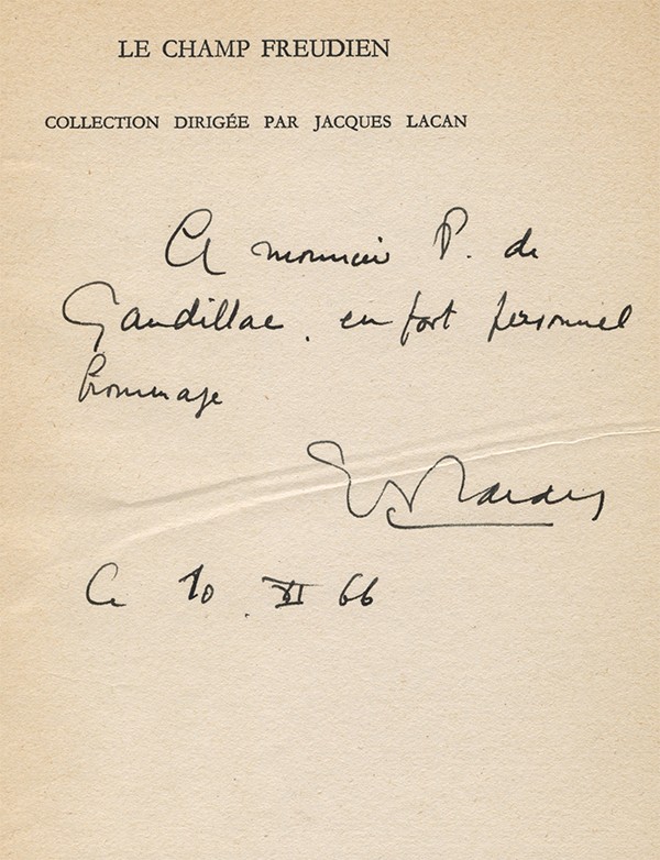 LACAN (Jacques) Écrits Seuil 1966 édition originale envoi à Maurice Gandillac