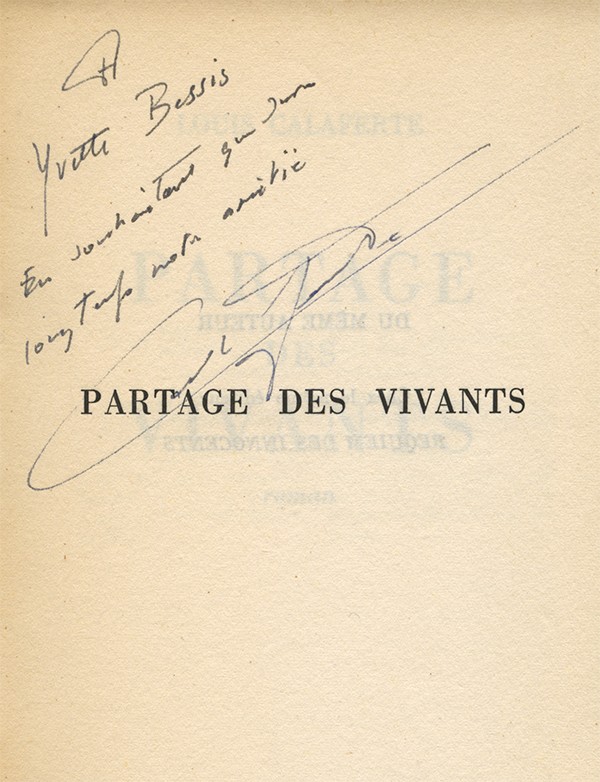 CALAFERTE (Louis) Partage des vivants Julliard 1953