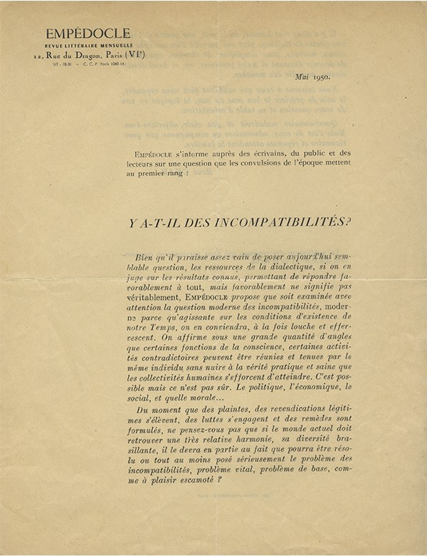 CHAR (René) Y a-t-il des incompatibilités ?