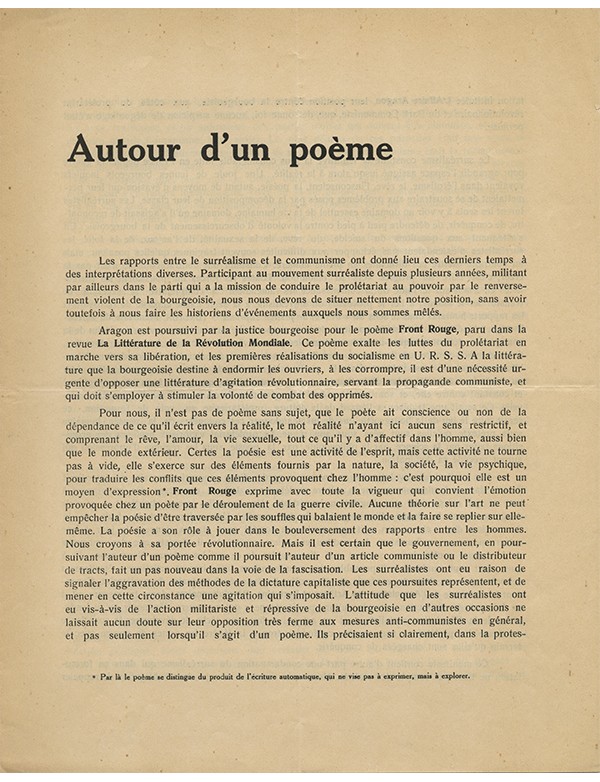 ALEXANDRE (Maxime) & UNIK (Pierre) Autour d'un poèmes 1932