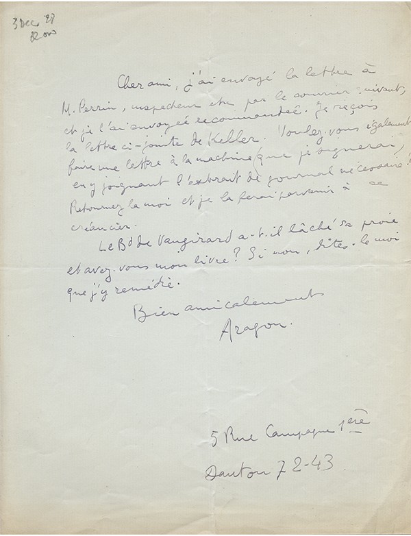 ARAGON (Louis) A propos de l'affaire Keller Sadoul 1929