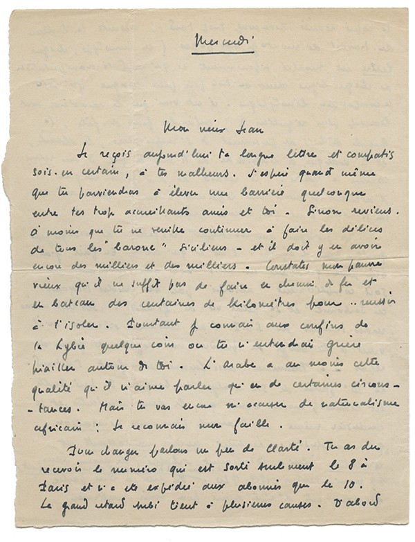 FOURRIER (Marcel) Deux lettres à Jean Bernier à propos de Clarté 1925