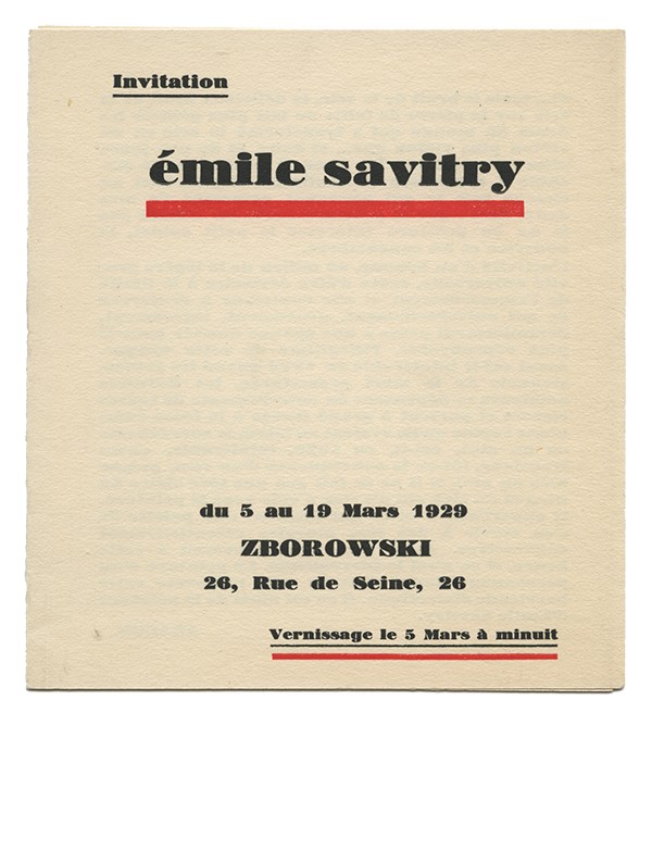 ARAGON (Louis) première exposition des toiles de Émile Savitry chez Zborowski le 5 mars 1929