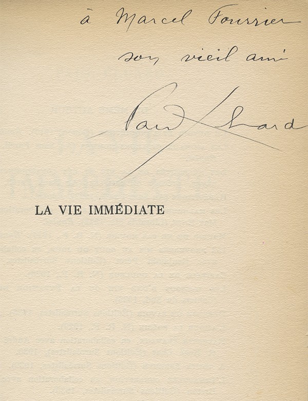 ELUARD (Paul) La Vie immédiate Cahiers libres 1932 envoi à Marcel Fourrier