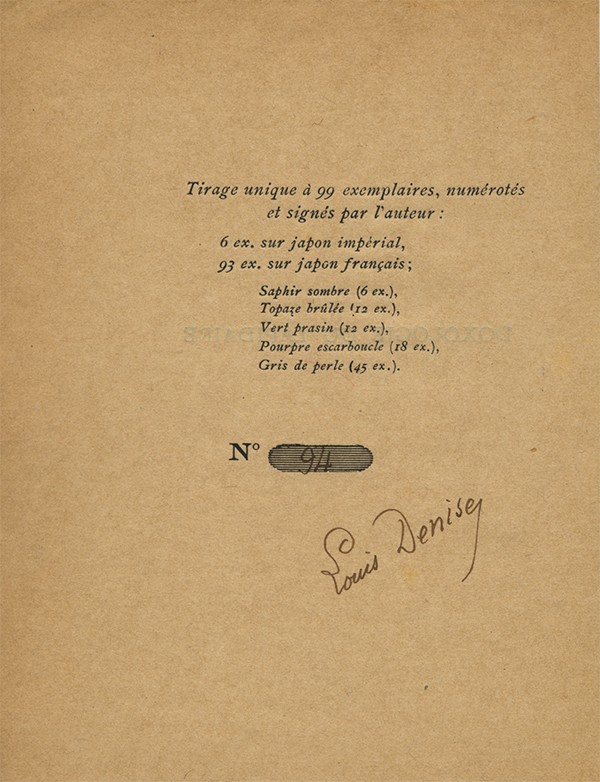 DENISE Louis La Merveilleuse doxologie du lapidaire Mercure de France 1893