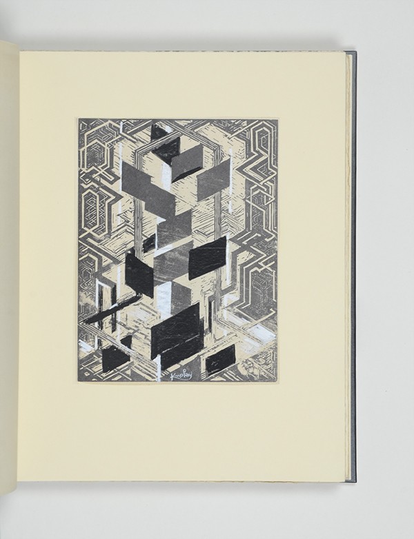 KUPKA Frantisek Quatre histoires de blanc et noir Presses de G. Kadar 1926 exemplaire avec suite, envoi, gravure rehaussée relié