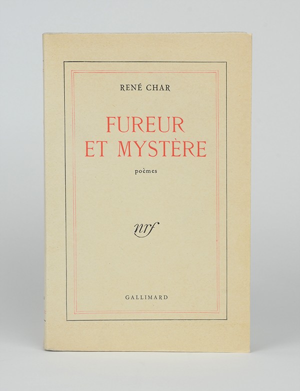 CHAR René Fureur et Mystère Gallimard 1948 édition originale vélin pur fil