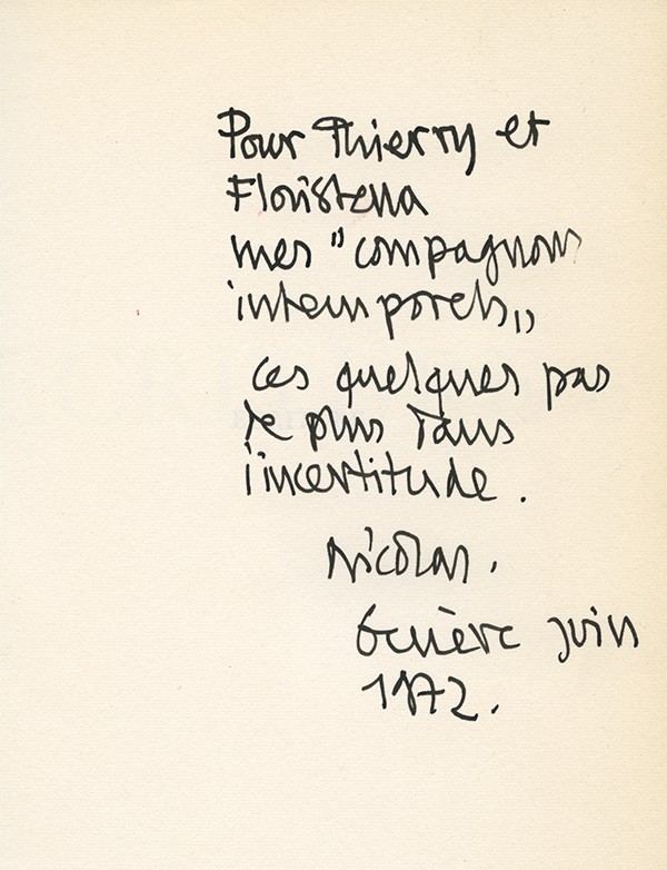 BOUVIER Nicolas Chansons d'un compagnon voyageur Bertil Galland 1972 édition pré-originale envoi à Thierry Vernet et Floristella