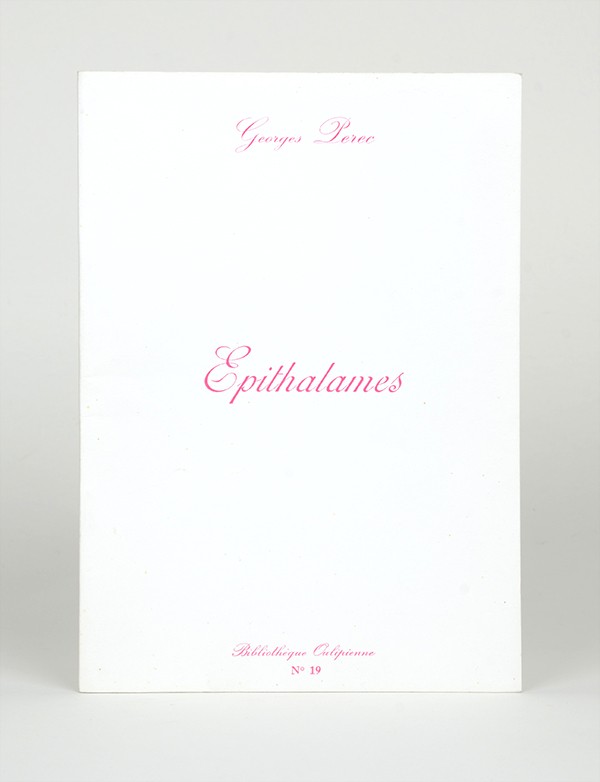 PEREC Georges Epithalames Bibliothèque Oulipienne 1982 édition originale rare
