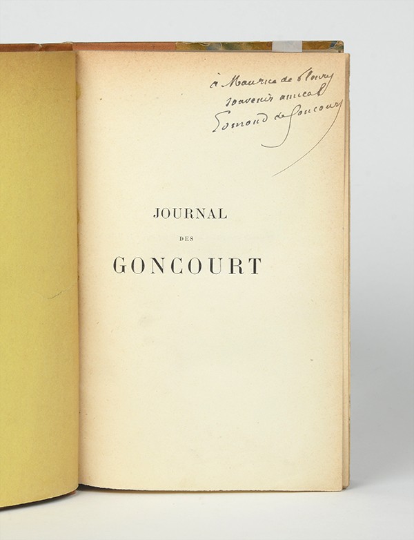 GONCOURT Edmond et Jules de Journal Charpentier & Cie 1887-1896 édition originale envoi autographe signé à Maurice de Fleury