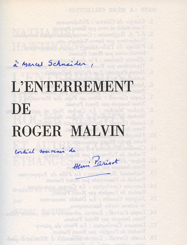 HAWTHORNE Nathaniel L'Enterrement de Roger Malvin et autres contes étranges Flammarion 1977