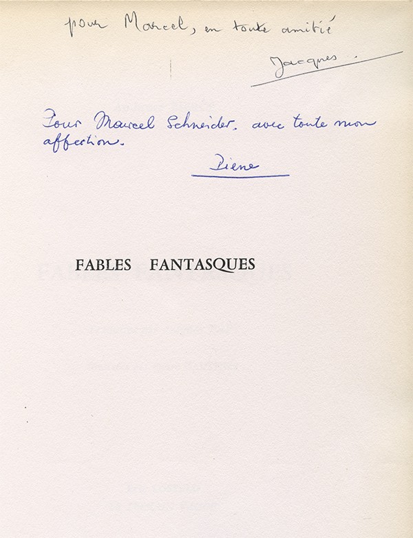 BIERCE Ambrose Fables fantastiques Eric Losfeld 1962 édition originale française envoi autographe signé à Marcel Schneider