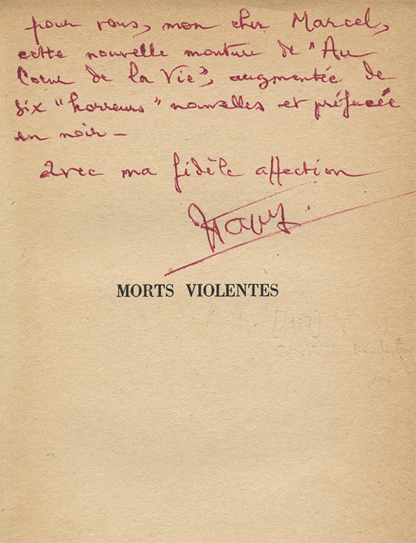 BIERCE Ambrose Morts violentes Grasset 1957 envoi autographe signé du traducteur à Marcel Schneider