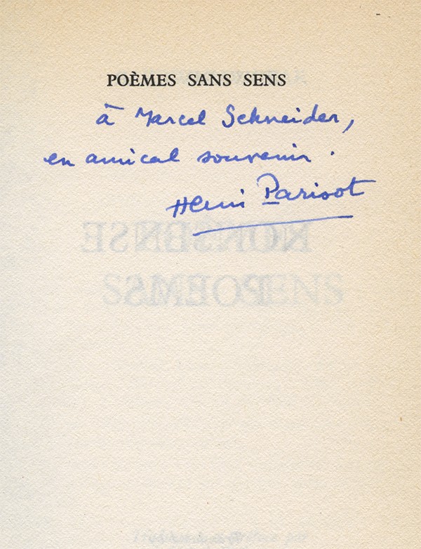 LEAR Edward Poèmes sans sens - Non sense poems édition bilingue envoi à Marcel Schneider
