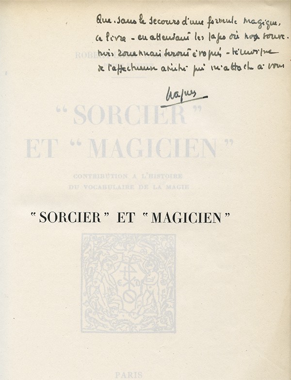 WAGNER Robert-Léon "Sorcier" et "Magicien" Droz 1939 édition originale envoi autographe signé à Marcel Schneider