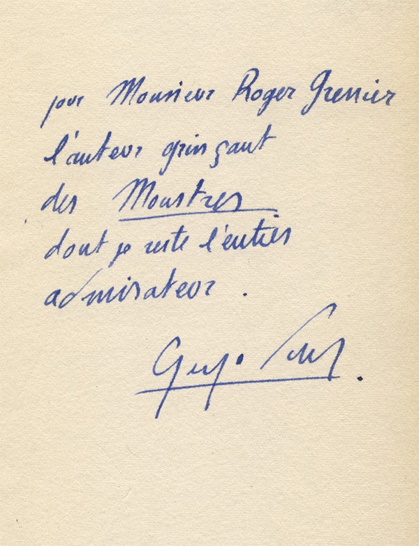 PEREC Georges Les Choses Julliard 1965 édition originale service de presse envoi autographe signé à Roger Greni