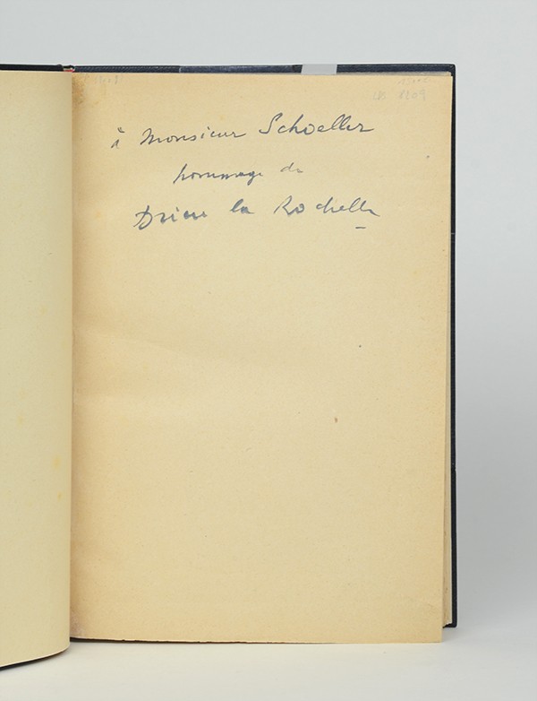 DRIEU LA ROCHELLE Pierre Gilles Gallimard 1939 édition originale service de presse envoi autographe signé à René Schoeller