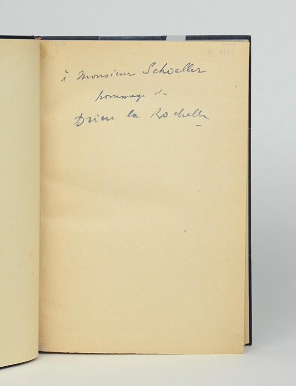 DRIEU LA ROCHELLE Pierre Gilles Gallimard 1939 édition originale service de presse envoi autographe signé à René Schoeller