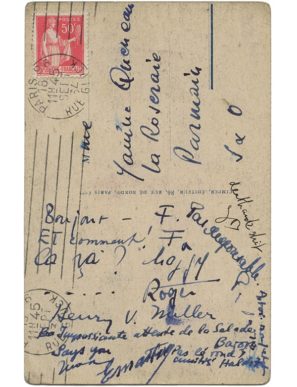 BATAILLE Georges BRASSAÏ BARON Jacques MILLER Henry et al carte autographe signée