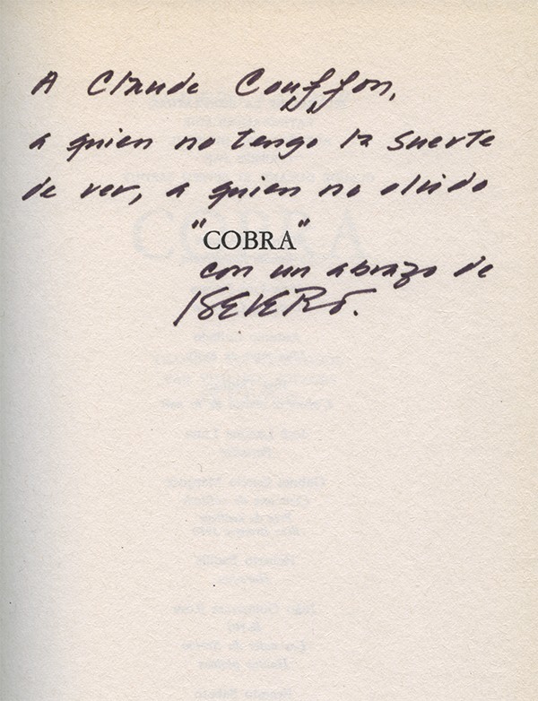 SARDUY Severo édition originale française envoi autographe signé à Claude Couffon