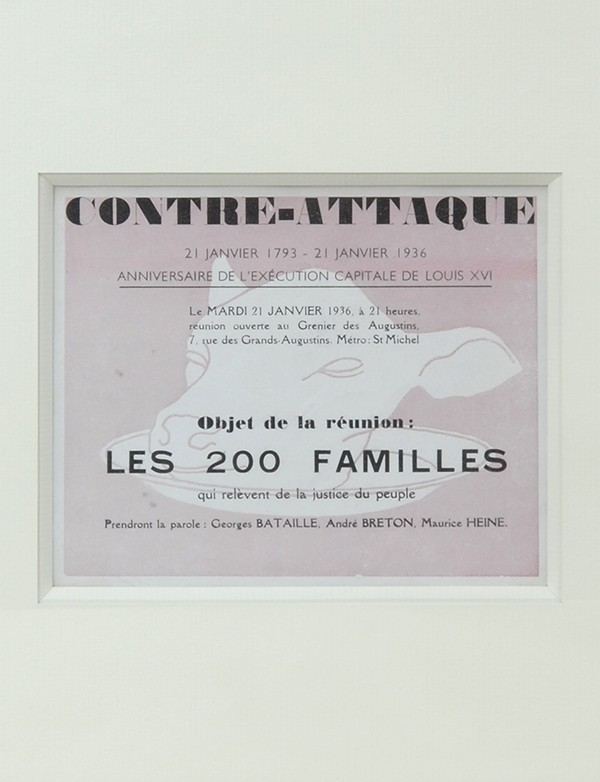 Tract de Contre-attaque LES 200 FAMILLES qui relèvent de la justice du peuple 1936 Georges Bataille And Breton Maurice Heine