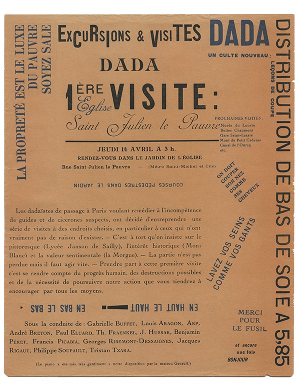 [TRACT DADA] Tract Excursions & visites Dada 1ère visite 14 avril 1921 édition originale