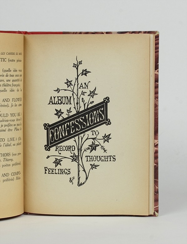 Le Questionnaire de Proust Confessions Les Cahiers du Mois 1924 édition originale papier à la forme des Papeteries d'Arches