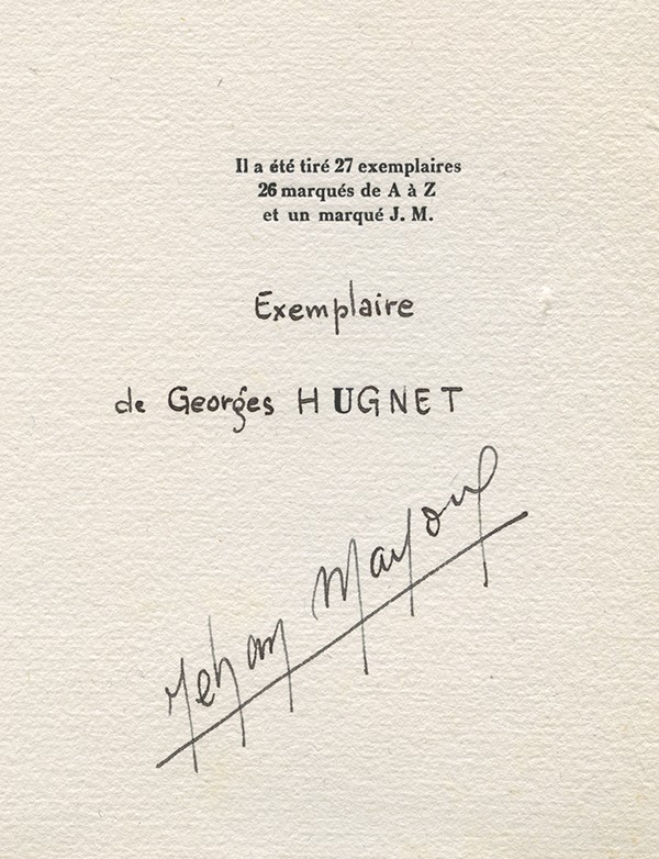MAYOUX Jehan Trainoir 1935 édition originale tirage limité à 27 exemplaires provenance Georges Hugnet