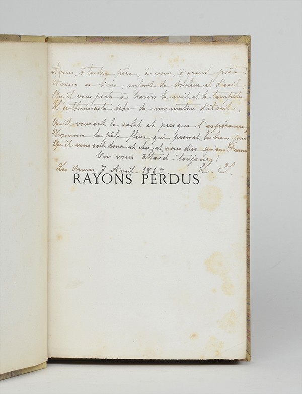 SIEFERT Louisa Rayons perdus Alphonse Lemerre 1869 édition originale envoi autographe signé à Victor Hugo poème dans lequel elle