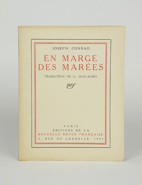 CONRAD Joseph En marge des marées Nouvelle Revue Française 1921 édition originale française vergé pur fil grand papier broché