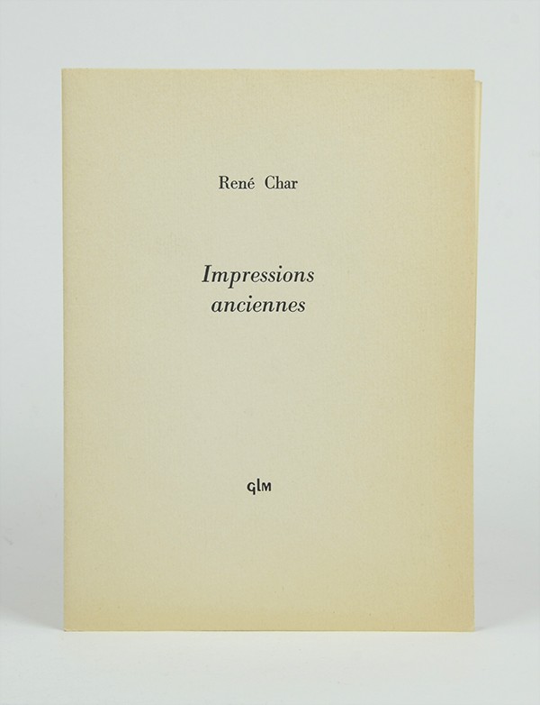 CHAR René Impressions anciennes GLM 1964 édition originale Hollande Pannekoek grand papier signé par l'auteur