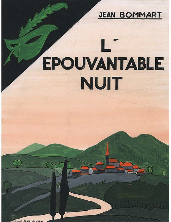 BERNARD Jean L’épouvantable nuit Le Masque Émeraude 1940 gouache originale signée jaquette roman Jean BOMMART
