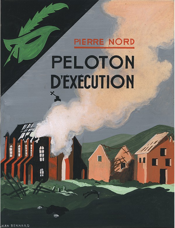 BERNARD Jean Peloton d’exécution Le Masque Émeraude 1939 gouache originale signée jaquette du roman Pierre NORD