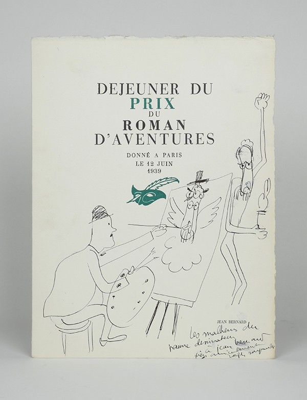 Collection de menus Le Masque Le Prix du Roman d'aventures 1931 1980 dessins originaux dédicaces estampes