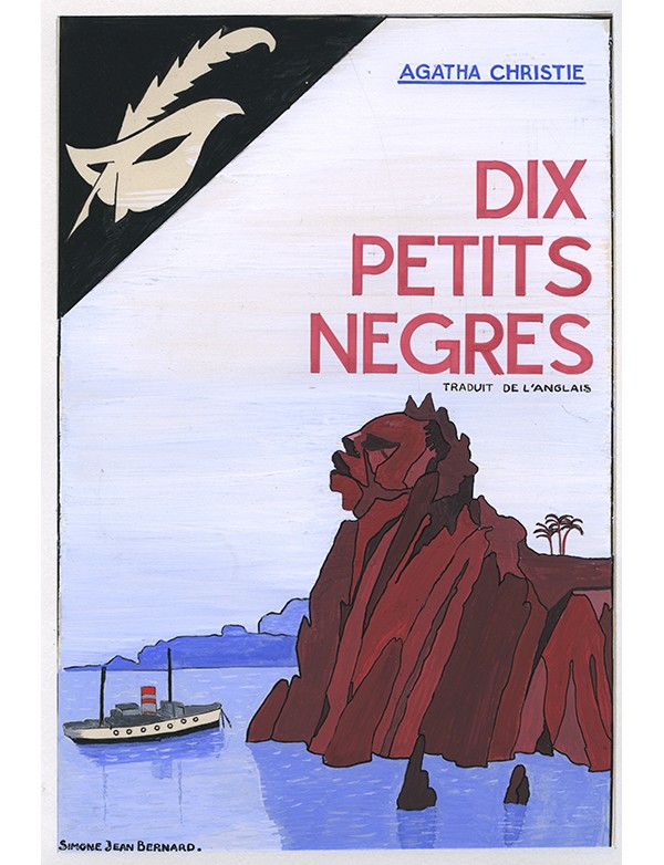 BERNARD Simone-Jean Dix petits nègres Le Masque 1940 gouache originale signée jaquette illustrée roman de Agatha CHRISTIE