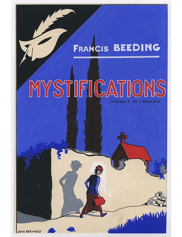 BERNARD Jean Mystifications Le Masque 1939 gouache originale signée pour la jaquette illustrée roman de Francis BEEDING