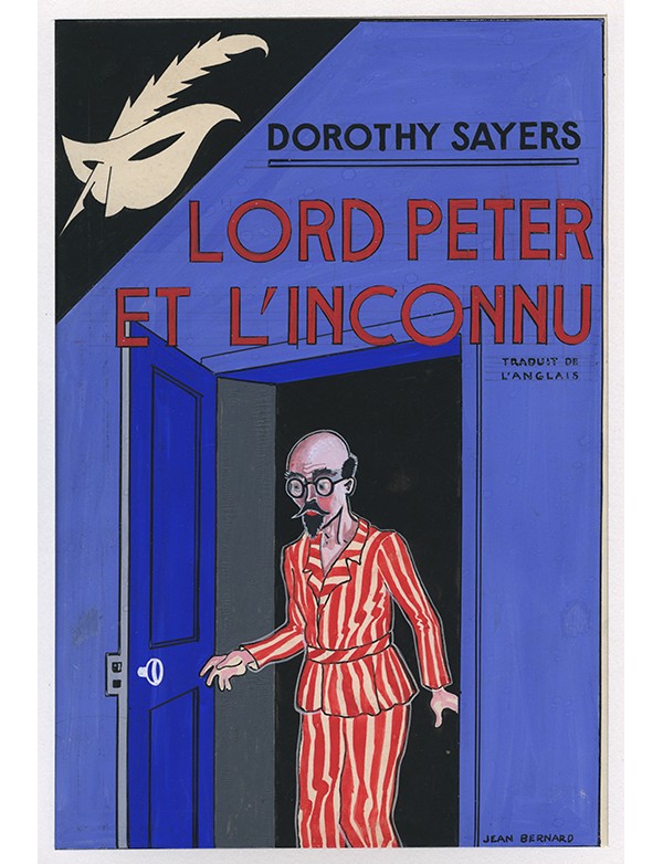 BERNARD Jean Lord Peter et l’inconnu Le Masque 1939 gouache originale signée pour la jaquette illustrée roman de Dorothy SAYERS