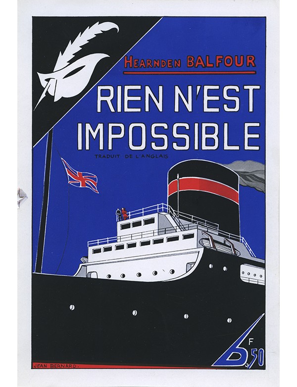 BALFOUR Hearnden BERNARD Jean Rien n’est impossible Le Masque 1937 tirage d'essai pour la jaquette illustrée roman de Hearnden B