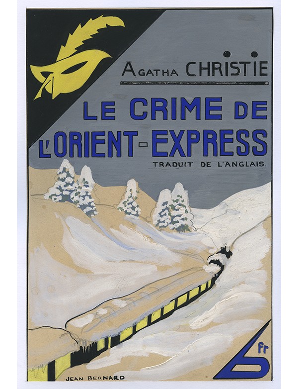 BERNARD Jean Le Crime de l’Orient-express Le Masque 1934 gouache originale signée pour jaquette illustrée roman Agatha CHRISTIE