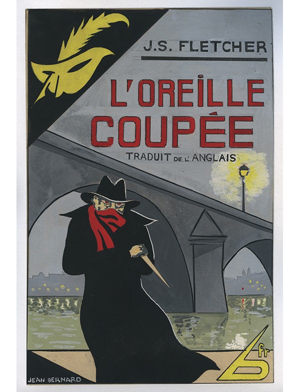 BERNARD Jean L’Oreille coupée Le Masque 1933 gouache originale signée pour la jaquette illustrée roman de J.S. FLETCHER