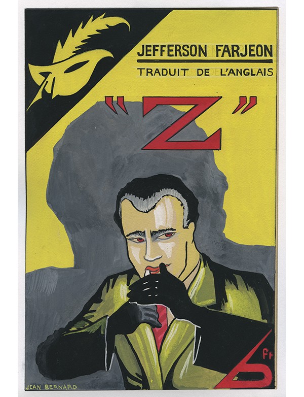 BERNARD Jean "Z" Le Masque 1933 gouache originale signée pour la jaquette illustrée roman de Jefferson FARJEON