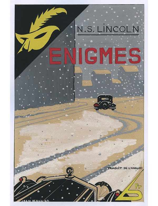 BERNARD Jean Énigmes Le Masque 1933 gouache originale signée pour la jaquette illustrée roman de Natalie Sumner Lincoln