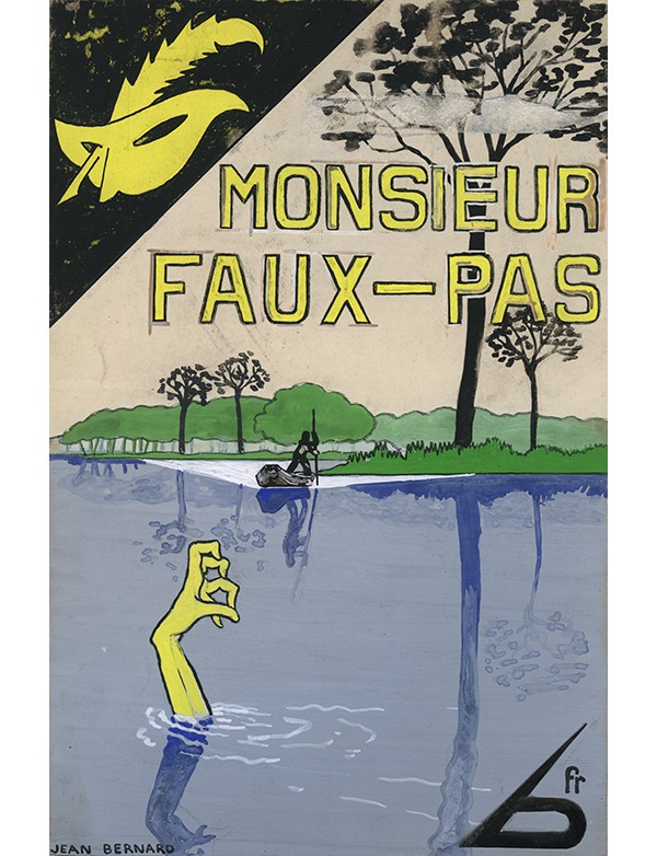 BERNARD Jean Monsieur Faux-pas Le Masque 1933 gouache originale signée pour la jaquette illustrée roman de M. Mrs. Dudly LAMBERT