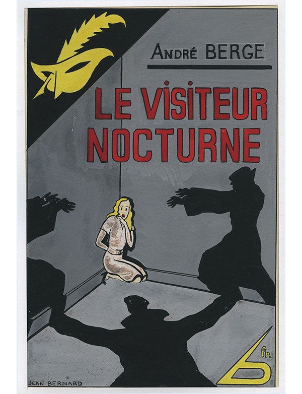 BERNARD Jean Le Visiteur nocturne Le Masque 1933 gouache originale signée pour la jaquette illustrée roman de André BERGE