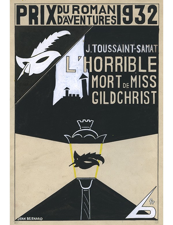 BERNARD Jean L’Horrible Mort de Miss Gildchrist Le Masque 1932 gouache originale signée pour la jaquette Jean Toussaint-Samat