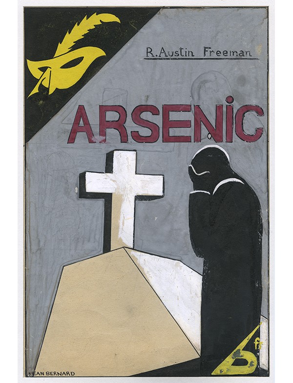 BERNARD Jean Arsenic Le Masque 1932 gouache originale signée pour la jaquette illustrée roman de Richard Austin Freeman